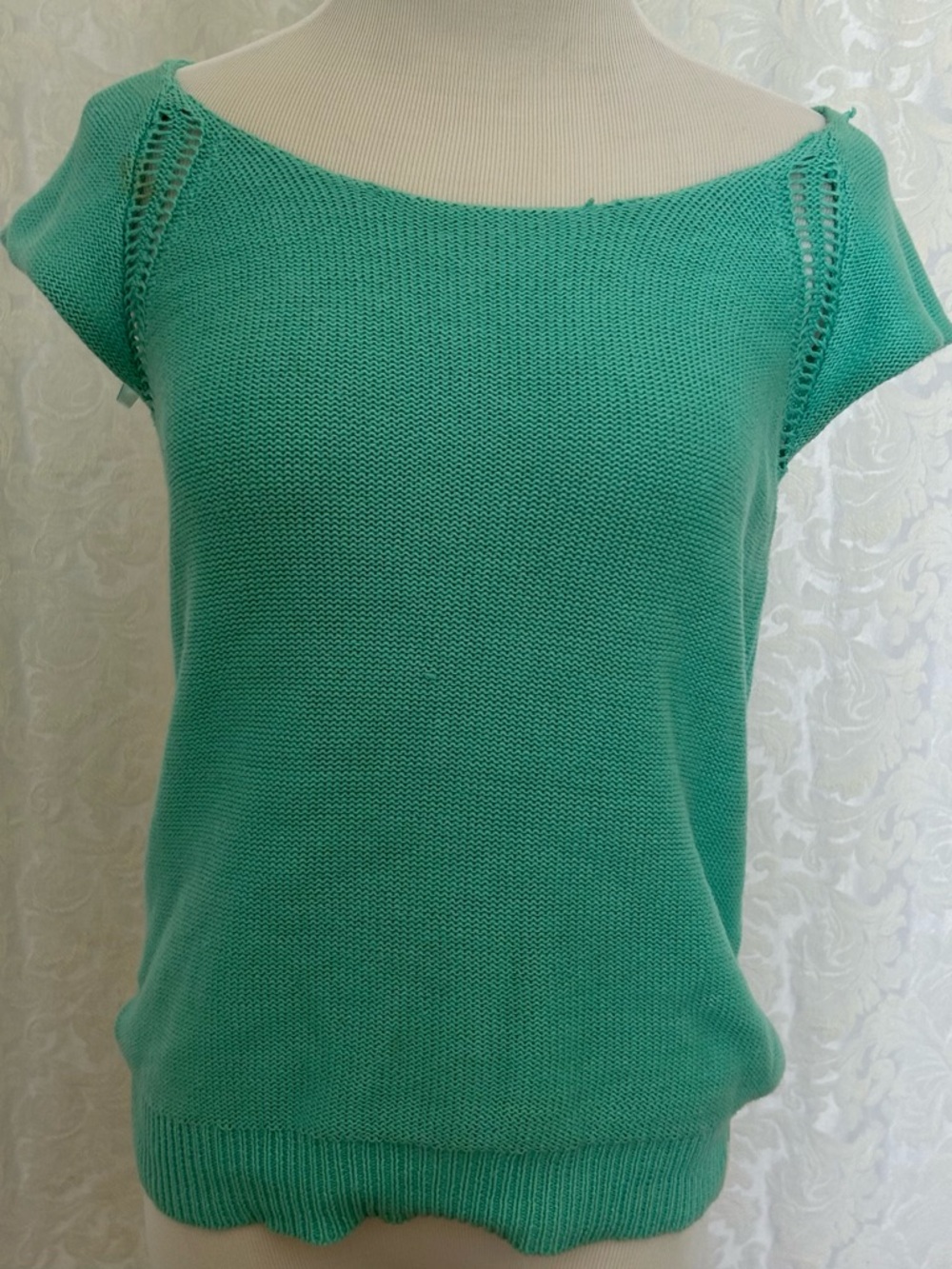 Roxy Open-Stitch Knit Top in teal